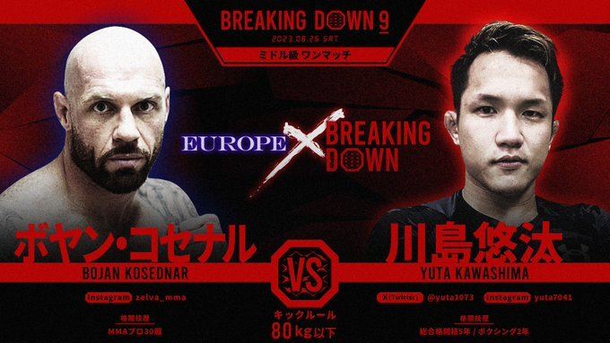 ブレイキングダウン9のオッズ (ボヤンコセナル vs. 川島悠太)