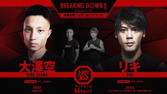 ブレイキングダウン9のオッズ (大澤空 vs. リキ)